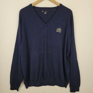 Oxford Golf Bulle Rock V-Neck Sweater Mens XXL Navy Cotton Classic Preppy